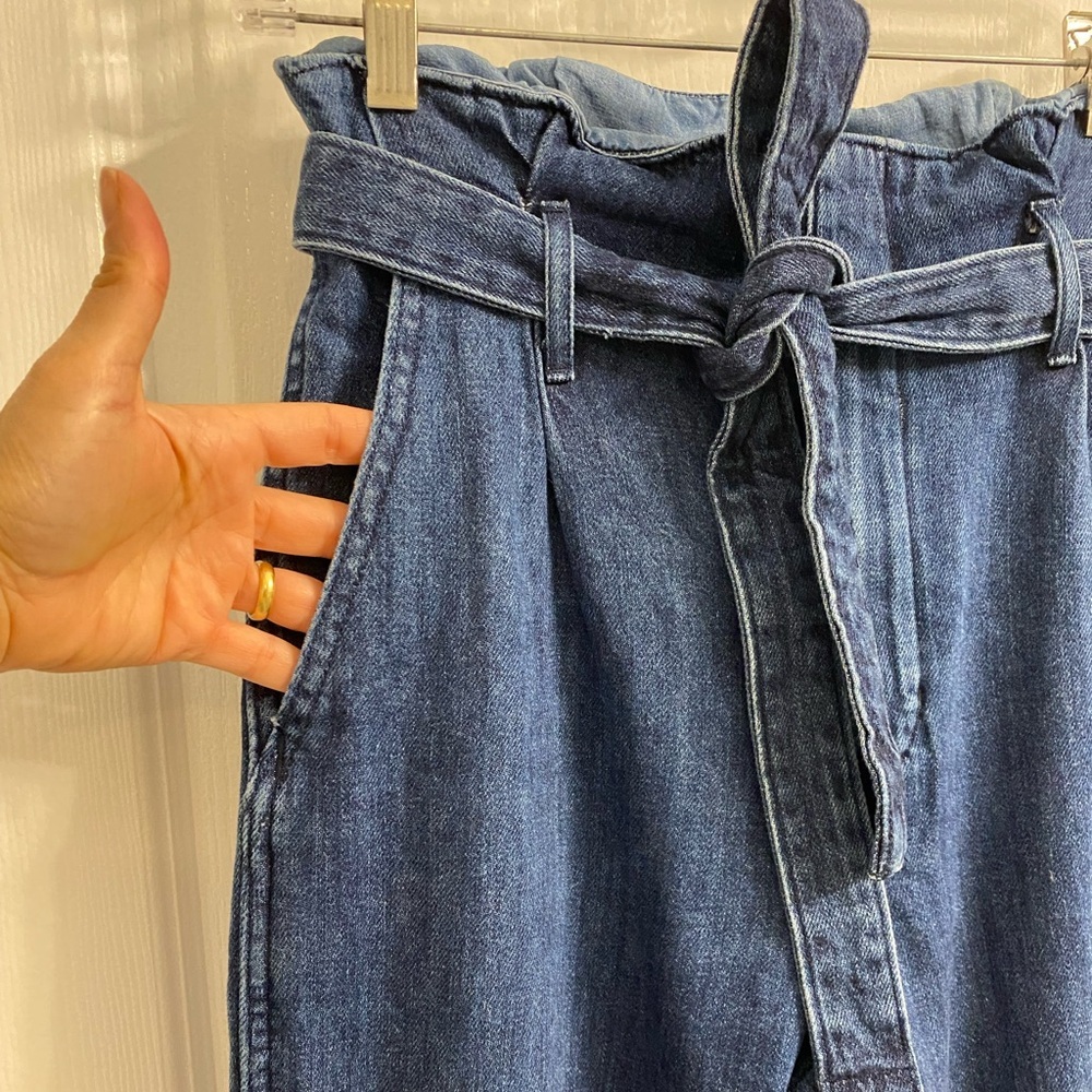Aritzia Wilfred Free Paperbag Belted Wide Leg High Rise Jeans Size 4 - Picture 3 of 9